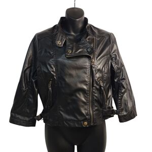 Wet Seal Jacket Women's Black Faux Leather Jacket Size L